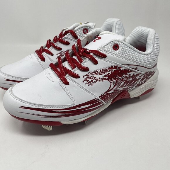 Ringor Flite Spikes Softball Metal‎ Cleats Womens 9 Rising Tide White Red Shoes - Picture 3 of 12